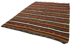 Striped Kilim Kahverengi Çizgili Keçi Tüyü El Dokuma Halısı 233x332 Agacan