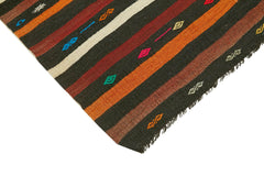 Striped Kilim Kahverengi Çizgili Keçi Tüyü El Dokuma Halısı 233x332 Agacan