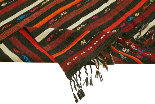 Striped Kilim Kahverengi Çizgili Keçi Tüyü El Dokuma Halısı 233x332 Agacan