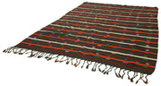 Striped Kilim Kahverengi Çizgili Keçi Tüyü El Dokuma Halısı 236x330 Agacan