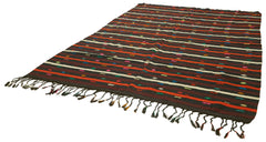 Striped Kilim Kahverengi Çizgili Keçi Tüyü El Dokuma Halısı 236x330 Agacan