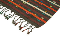 Striped Kilim Kahverengi Çizgili Keçi Tüyü El Dokuma Halısı 236x330 Agacan
