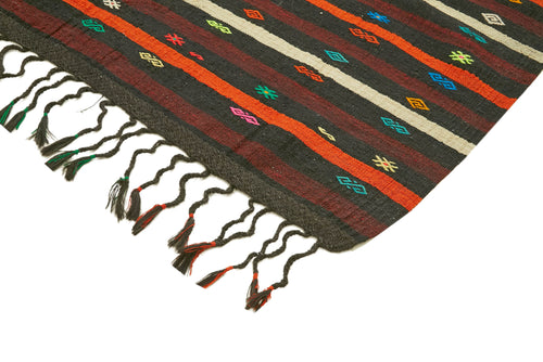 Striped Kilim Kahverengi Çizgili Keçi Tüyü El Dokuma Halısı 236x330 Agacan
