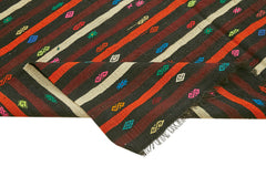 Striped Kilim Kahverengi Çizgili Keçi Tüyü El Dokuma Halısı 236x330 Agacan