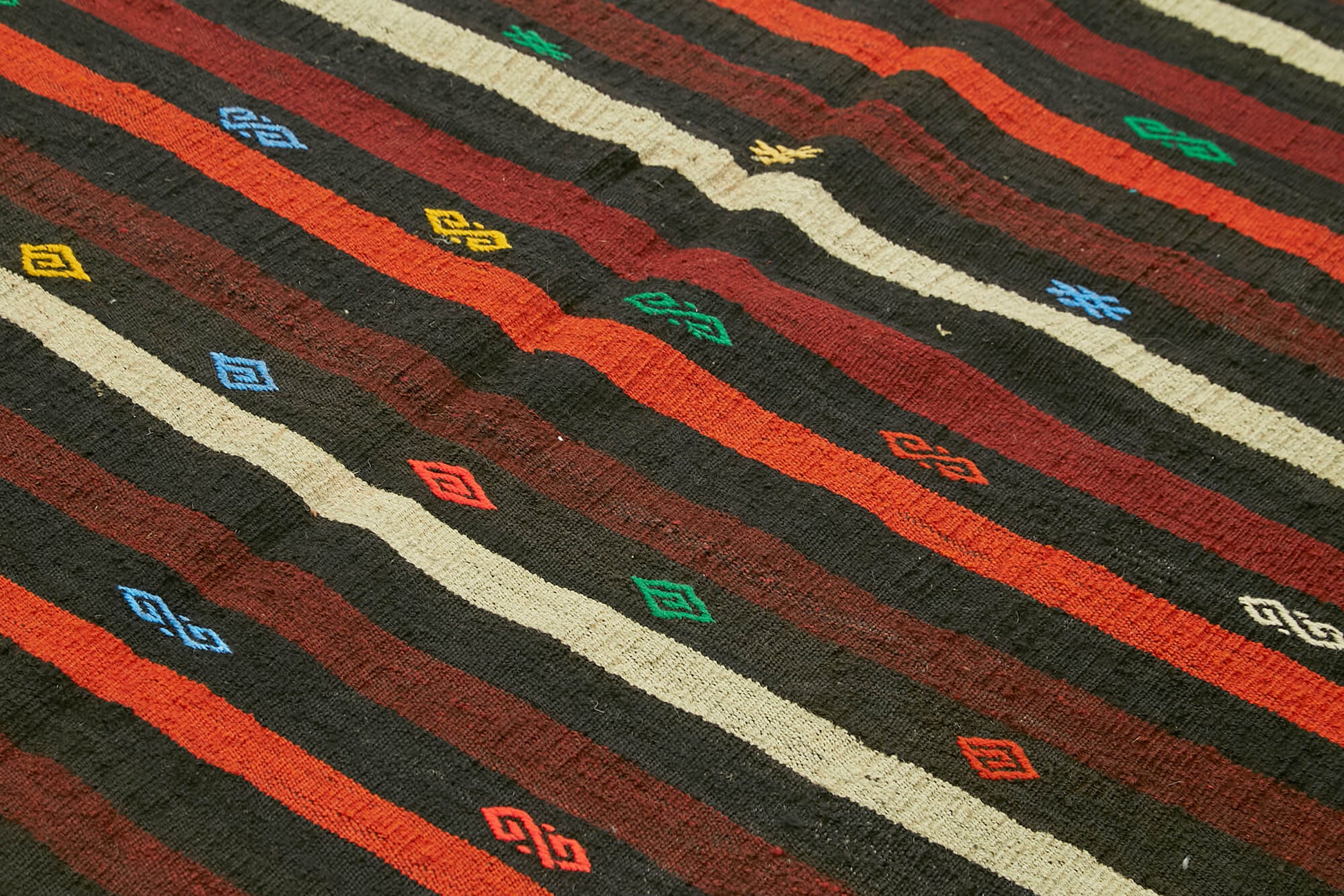 Striped Kilim Kahverengi Çizgili Keçi Tüyü El Dokuma Halısı 221x292 Agacan