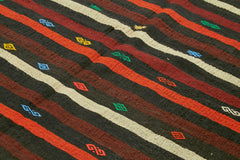 Striped Kilim Kahverengi Çizgili Keçi Tüyü El Dokuma Halısı 221x292 Agacan