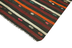 Striped Kilim Kahverengi Çizgili Keçi Tüyü El Dokuma Halısı 225x290 Agacan