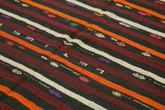 Striped Kilim Kahverengi Çizgili Keçi Tüyü El Dokuma Halısı 225x290 Agacan