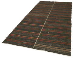 Striped Kilim Kahverengi Çizgili Keçi Tüyü El Dokuma Halısı 138x302 Agacan