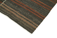 Striped Kilim Kahverengi Çizgili Keçi Tüyü El Dokuma Halısı 138x302 Agacan
