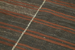 Striped Kilim Kahverengi Çizgili Keçi Tüyü El Dokuma Halısı 138x302 Agacan