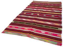 Striped Kilim Beyaz Çizgili Keçi Tüyü El Dokuma Halısı 162x290 Agacan