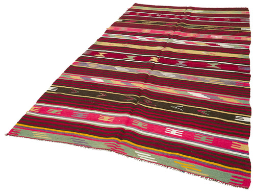 Striped Kilim Beyaz Çizgili Keçi Tüyü El Dokuma Halısı 162x290 Agacan