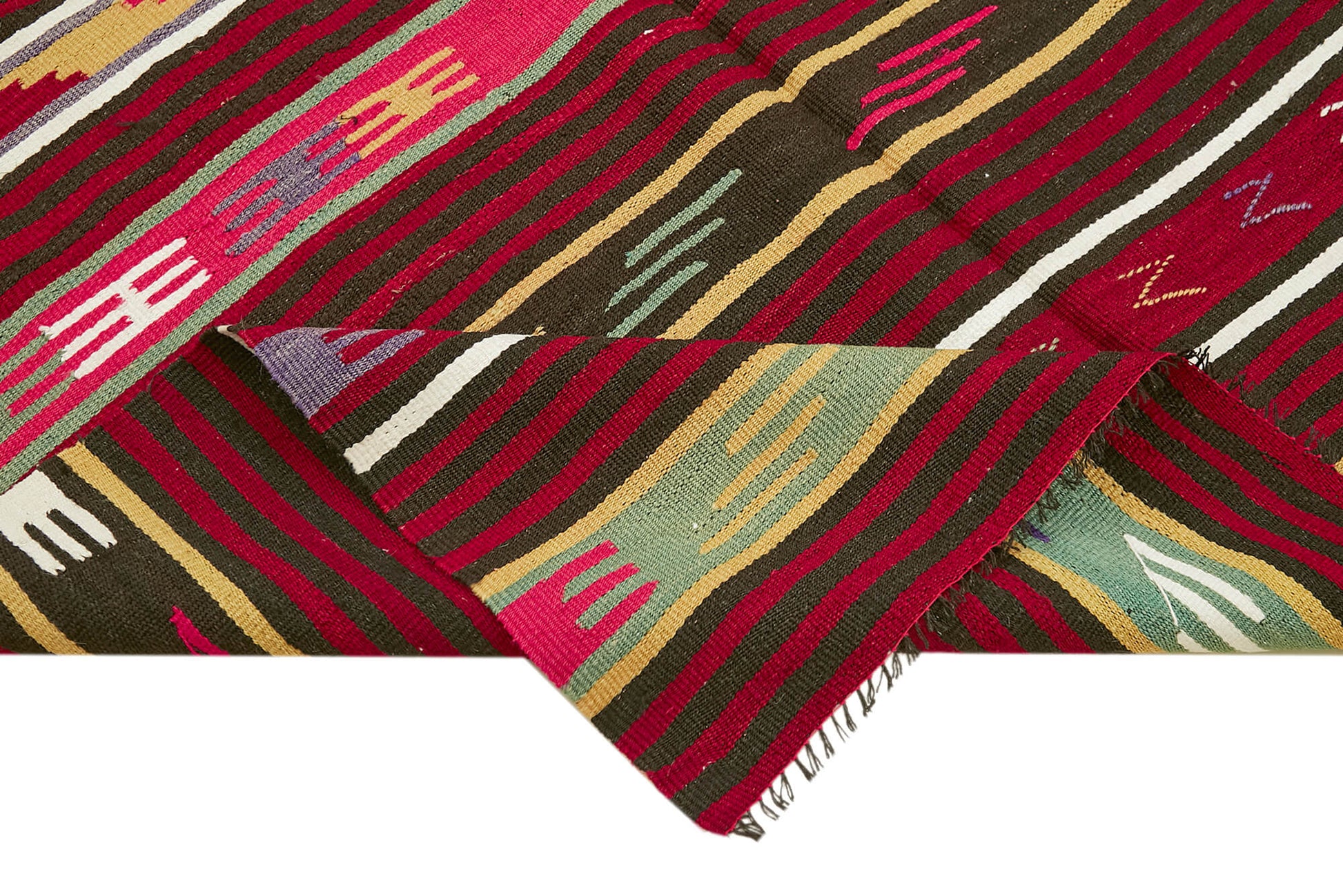Striped Kilim Beyaz Çizgili Keçi Tüyü El Dokuma Halısı 162x290 Agacan
