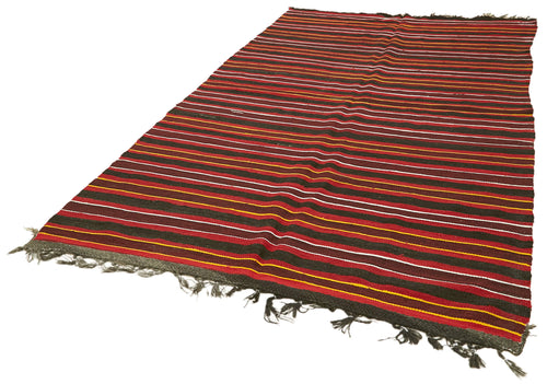 Striped Kilim Beyaz Çizgili Keçi Tüyü El Dokuma Halısı 186x317 Agacan