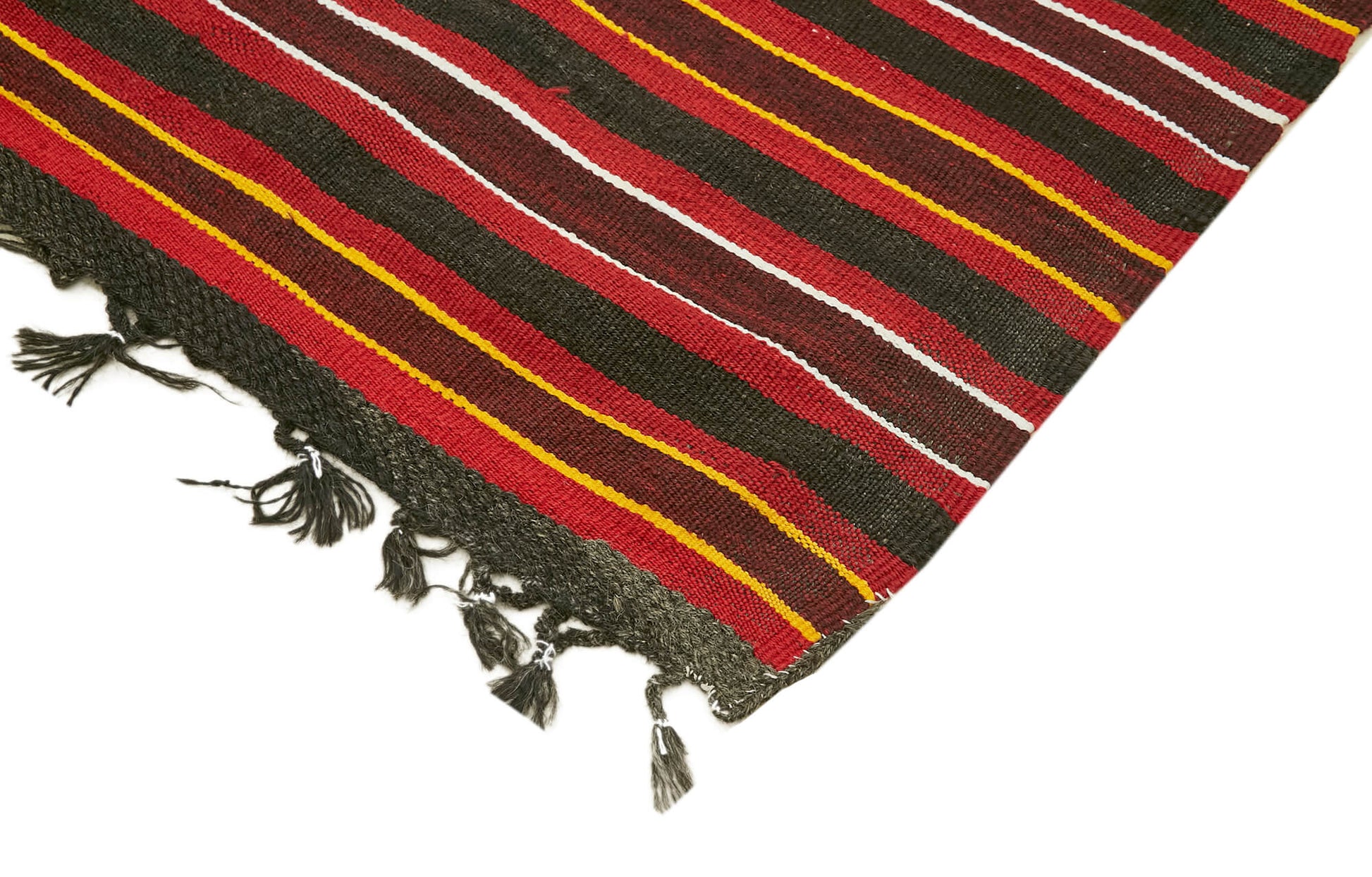 Striped Kilim Beyaz Çizgili Keçi Tüyü El Dokuma Halısı 186x317 Agacan