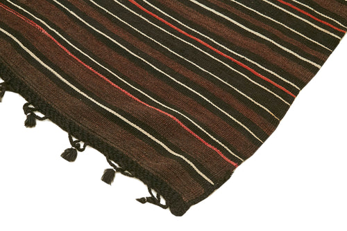 Striped Kilim Kahverengi Çizgili Keçi Tüyü El Dokuma Halısı 210x341 Agacan