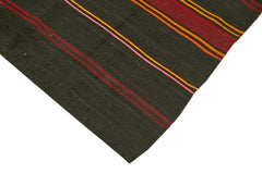 Striped Kilim Kahverengi Çizgili Keçi Tüyü El Dokuma Halısı 208x371 Agacan