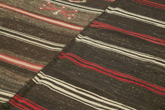 Striped Kilim Kahverengi Çizgili Keçi Tüyü El Dokuma Halısı 235x378 Agacan