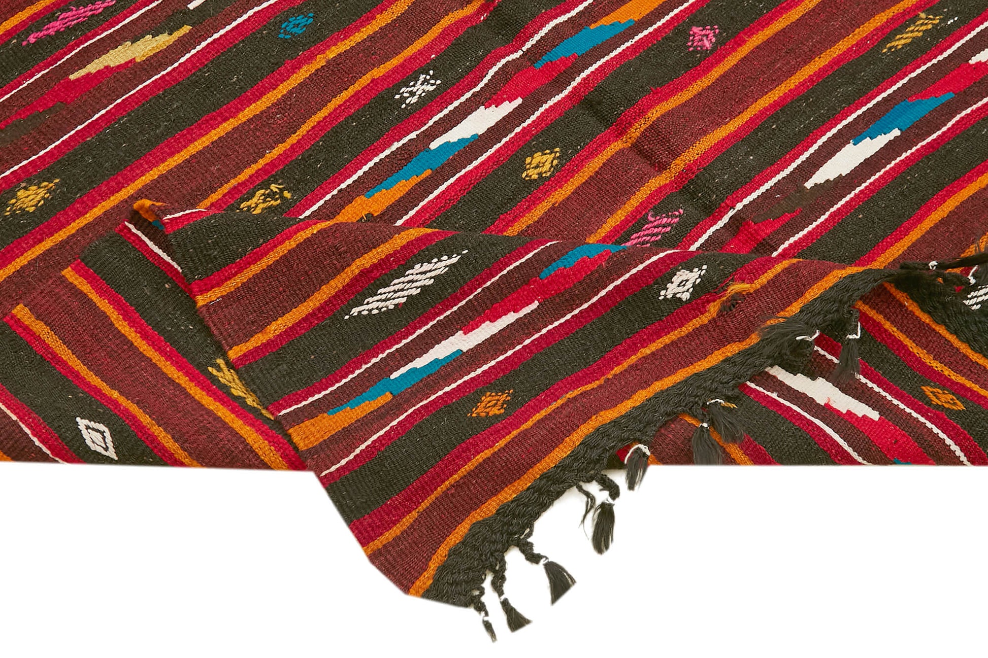 Striped Kilim Beyaz Çizgili Keçi Tüyü El Dokuma Halısı 180x321 Agacan