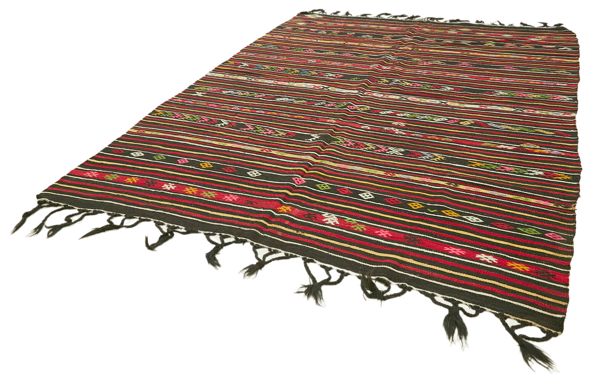Striped Kilim Beyaz Çizgili Keçi Tüyü El Dokuma Halısı 235x337 Agacan