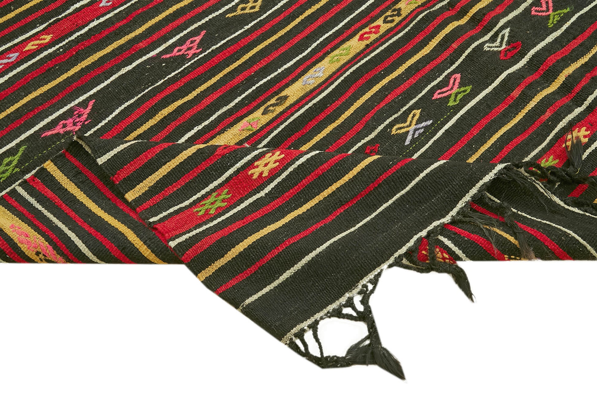 Striped Kilim Beyaz Çizgili Keçi Tüyü El Dokuma Halısı 235x337 Agacan