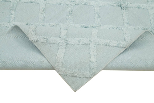 Nepal Geometric Mavi Geometrik Yün Pamuk El Dokuma Halısı 244x305 Agacan