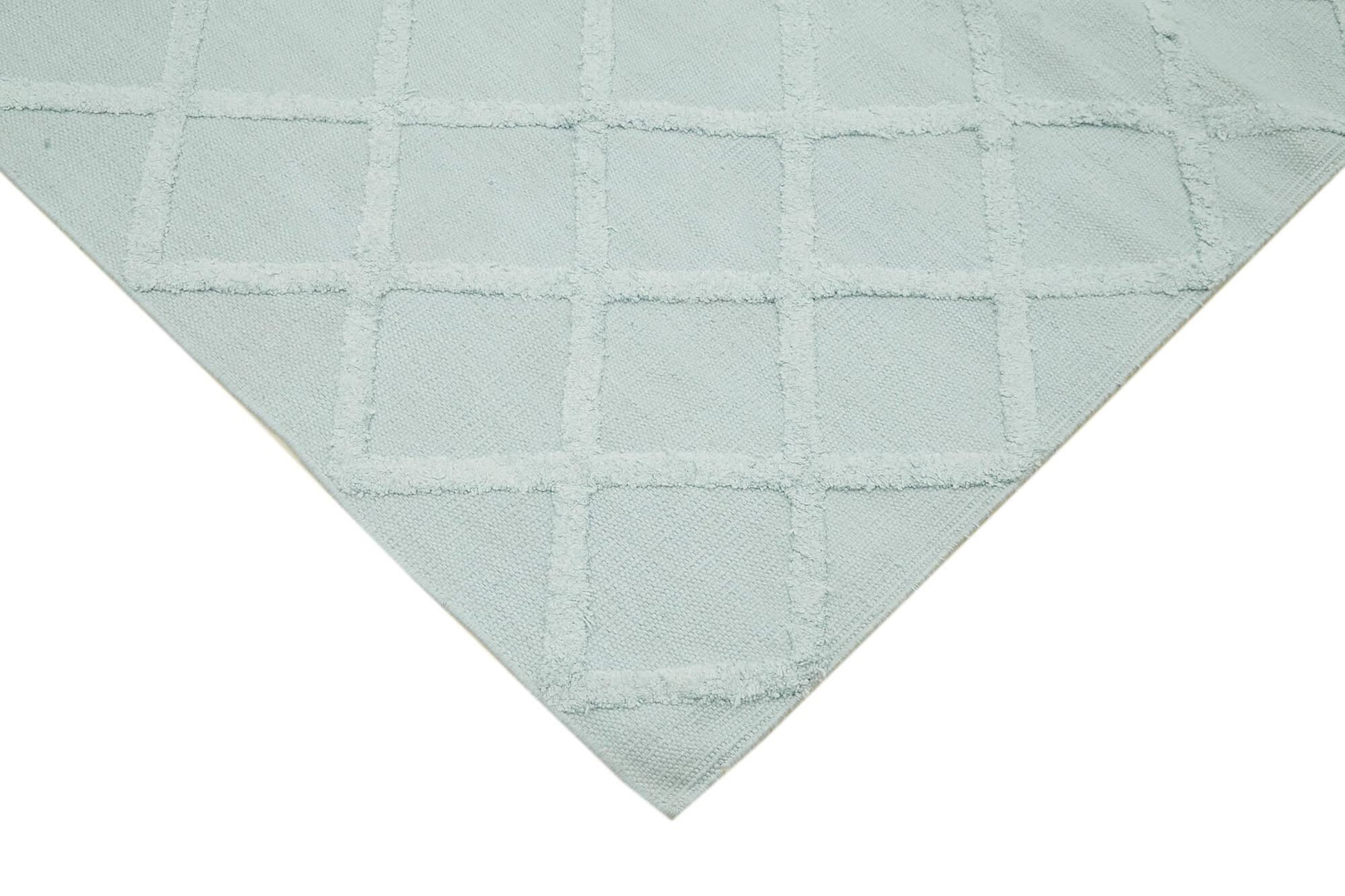 Nepal Geometric Mavi Geometrik Yün Pamuk El Dokuma Halısı 244x305 Agacan