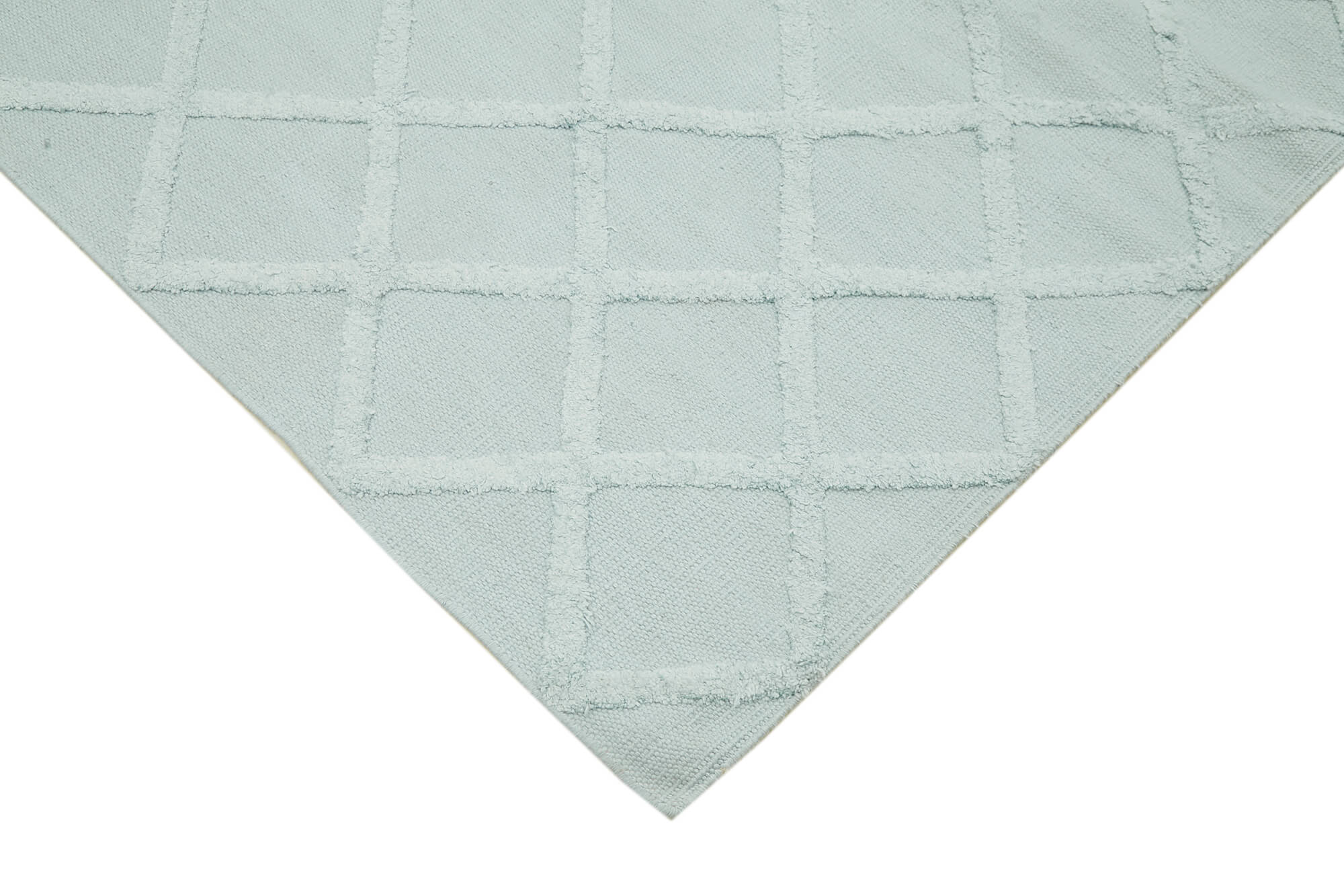 Nepal Geometric Mavi Geometrik Yün Pamuk El Dokuma Halısı 244x305 Agacan