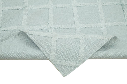 Nepal Geometric Mavi Geometrik Yün Pamuk El Dokuma Halısı 244x305 Agacan