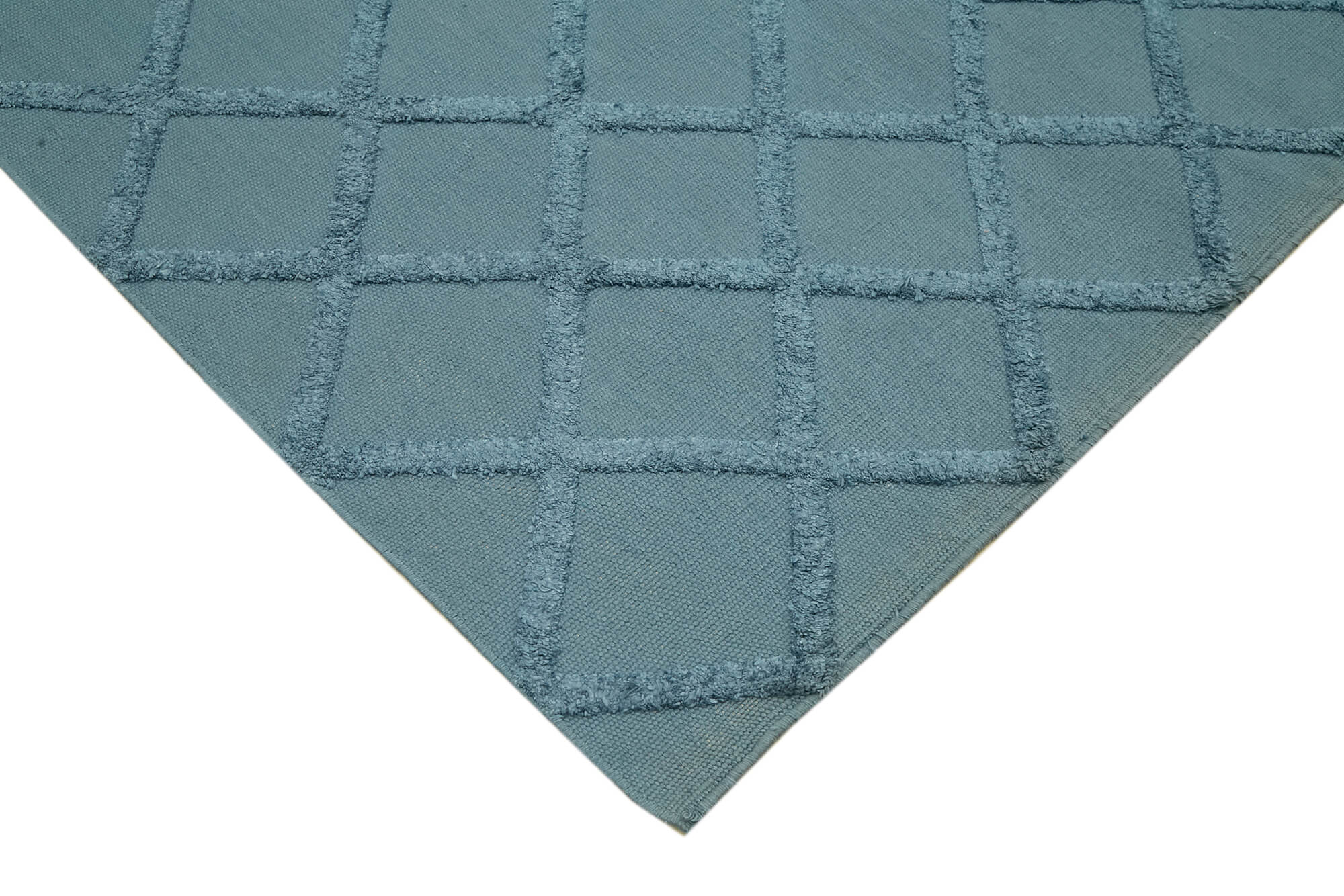 Nepal Geometric Mavi Geometrik Yün Pamuk El Dokuma Halısı 244x305 Agacan