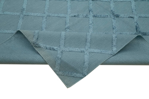 Nepal Geometric Mavi Geometrik Yün Pamuk El Dokuma Halısı 244x305 Agacan
