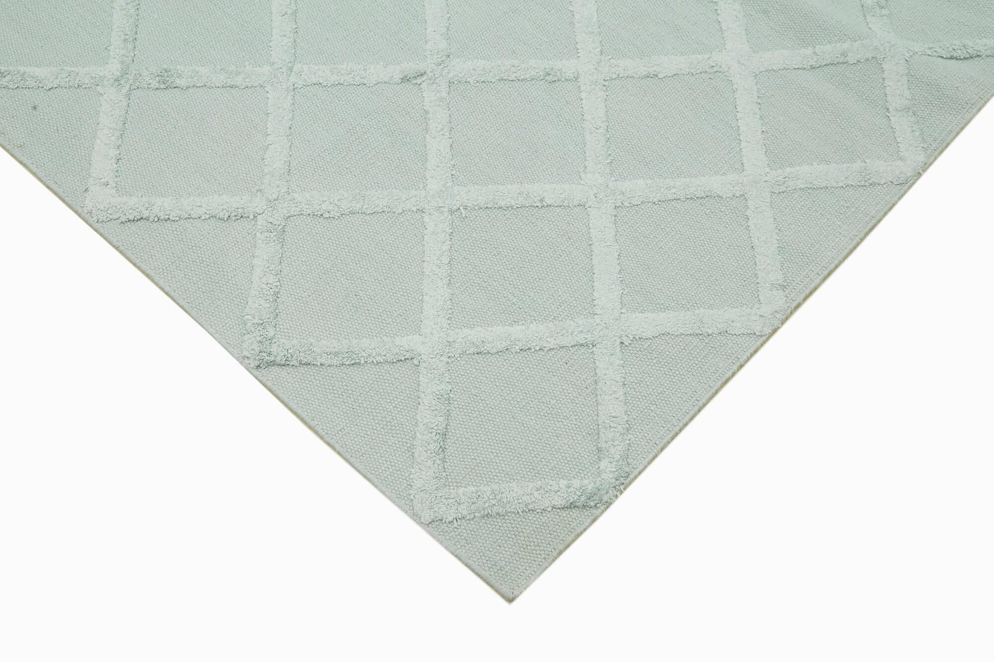 Nepal Geometric Mavi Geometrik Yün Pamuk El Dokuma Halısı 244x305 Agacan