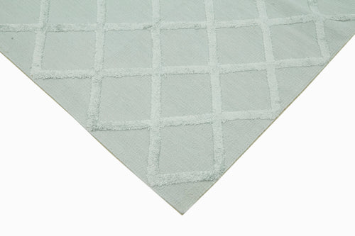 Nepal Geometric Mavi Geometrik Yün Pamuk El Dokuma Halısı 244x305 Agacan