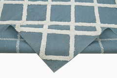 Nepal Geometric Mavi Geometrik Yün Pamuk El Dokuma Halısı 244x305 Agacan