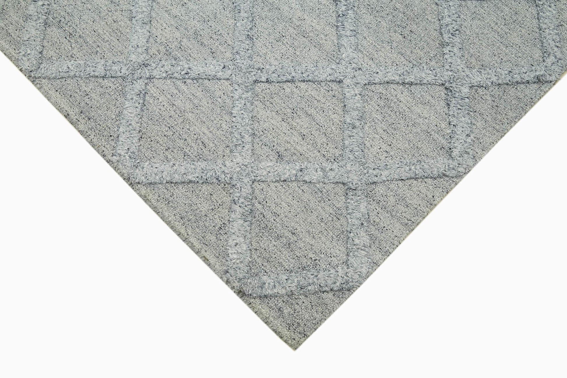 Nepal Geometric Gri Geometrik Yün Pamuk El Dokuma Halısı 244x305 Agacan