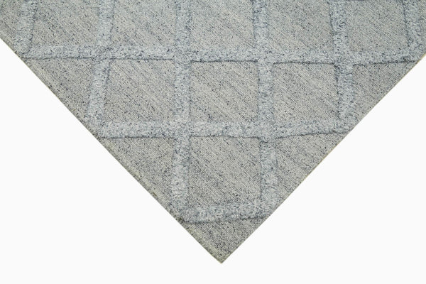 Nepal Geometric Gri Geometrik Yün Pamuk El Dokuma Halısı 244x305 Agacan
