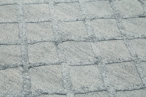 Nepal Geometric Gri Geometrik Yün Pamuk El Dokuma Halısı 244x305 Agacan