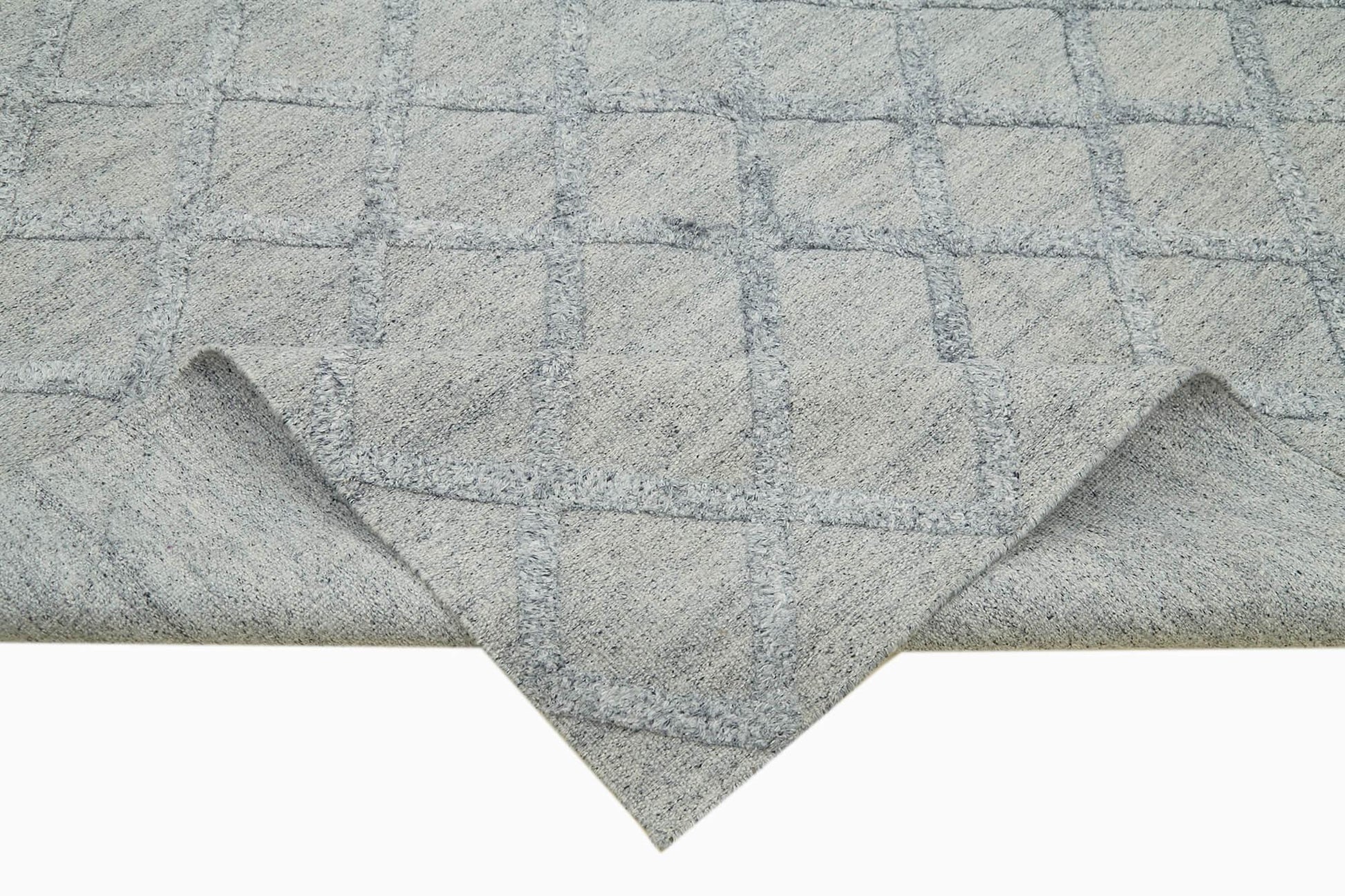 Nepal Geometric Gri Geometrik Yün Pamuk El Dokuma Halısı 244x305 Agacan