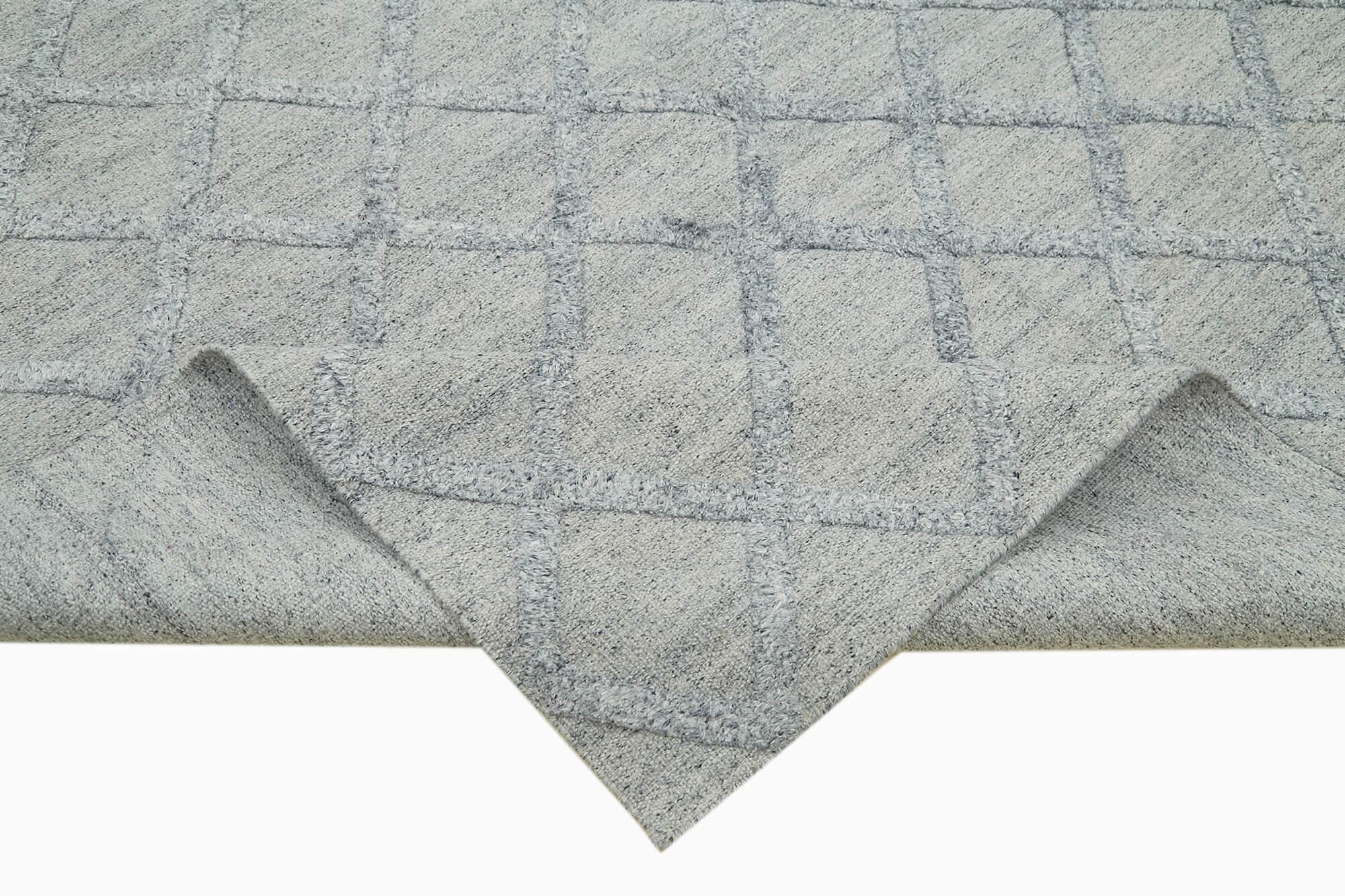 Nepal Geometric Gri Geometrik Yün Pamuk El Dokuma Halısı 244x305 Agacan