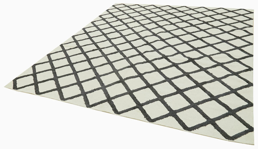 Nepal Geometric Bej Geometrik Yün Pamuk El Dokuma Halısı 244x305 Agacan