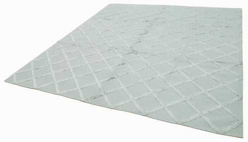 Nepal Geometric Mavi Geometrik Yün Pamuk El Dokuma Halısı 244x305 Agacan