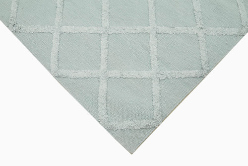 Nepal Geometric Mavi Geometrik Yün Pamuk El Dokuma Halısı 244x305 Agacan