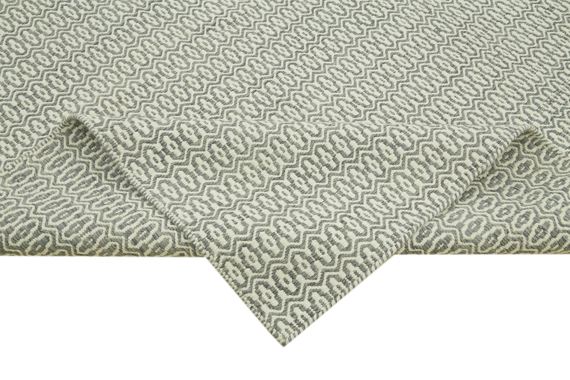 Nepal Geometric Gri Geometrik Yün Pamuk El Dokuma Halısı 274x366 Agacan