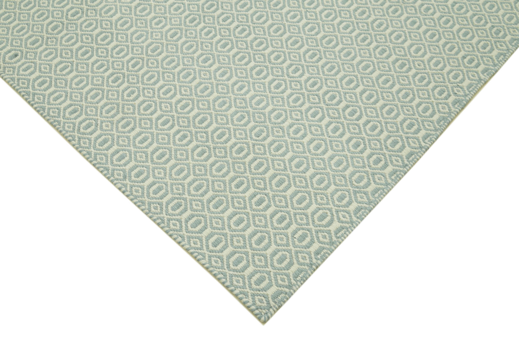 Nepal Geometric Mavi Geometrik Yün Pamuk El Dokuma Halısı 274x366 Agacan