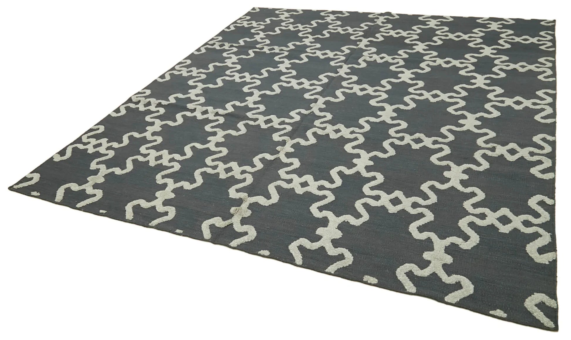 Nepal Geometric Gri Geometrik Yün Pamuk El Dokuma Halısı 244x277 Agacan