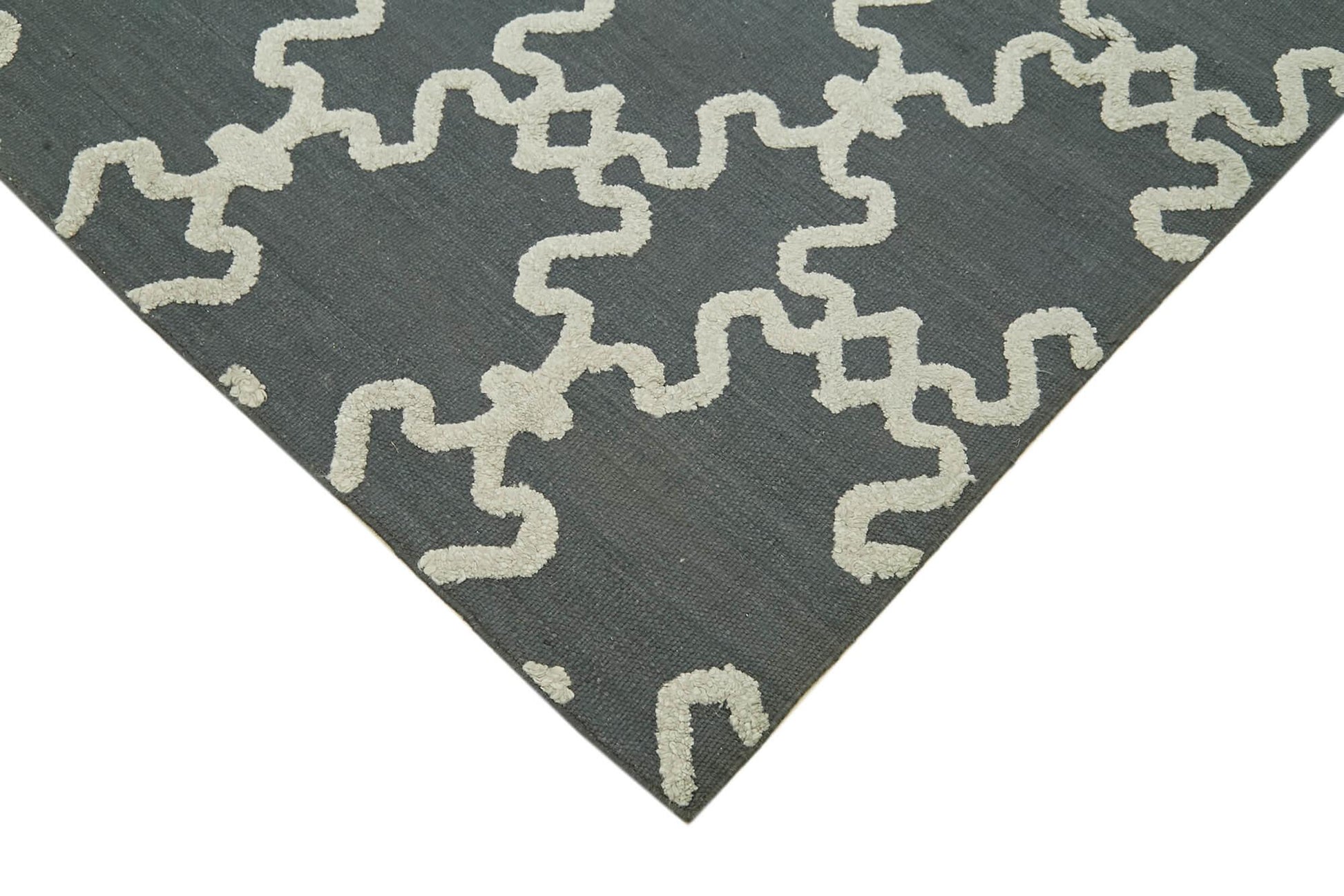 Nepal Geometric Gri Geometrik Yün Pamuk El Dokuma Halısı 244x277 Agacan