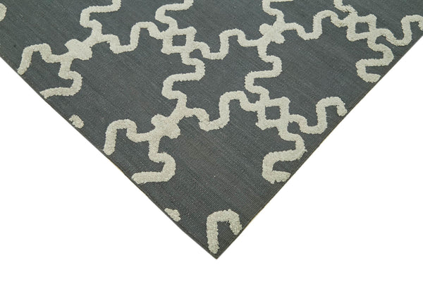 Nepal Geometric Gri Geometrik Yün Pamuk El Dokuma Halısı 244x277 Agacan