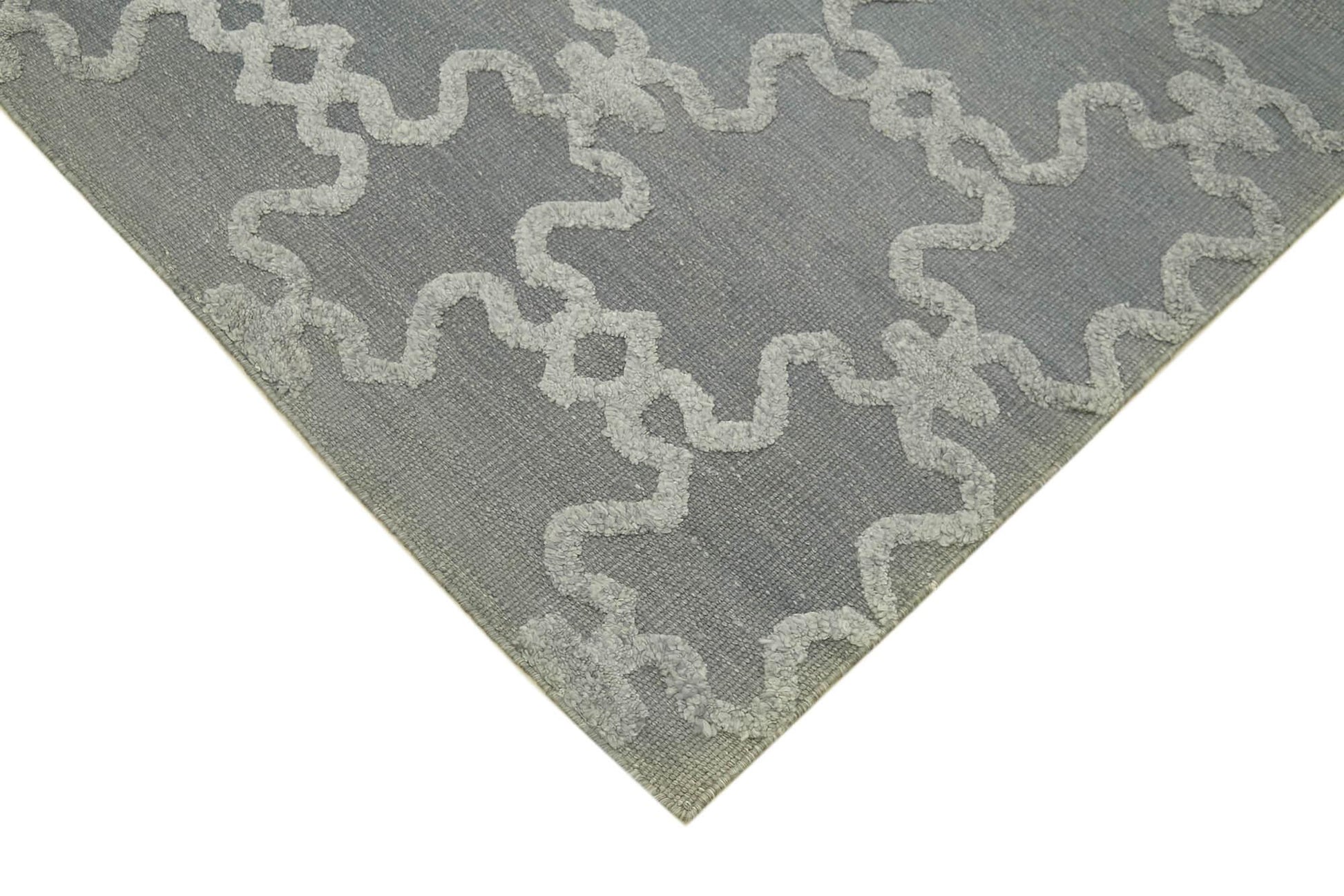 Nepal Geometric Gri Geometrik Yün Pamuk El Dokuma Halısı 244x305 Agacan