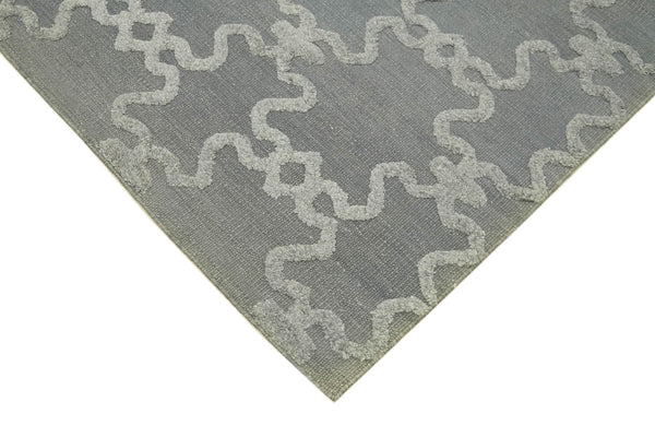 Nepal Geometric Gri Geometrik Yün Pamuk El Dokuma Halısı 244x305 Agacan